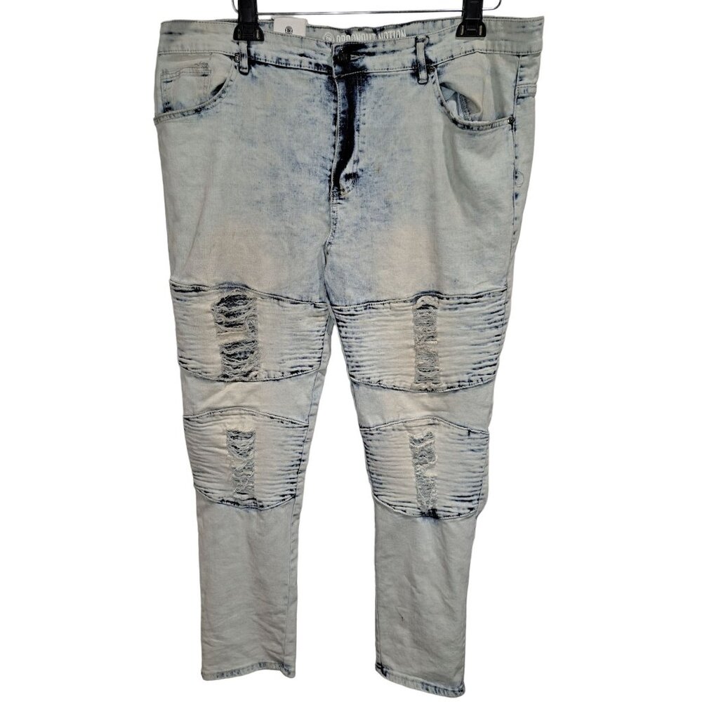 Argonaut Nation Acid Wash Distressed Ribbed Jeans Size 42X32 (Flaw)